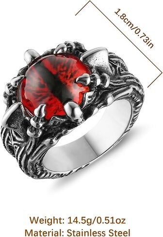 HZMAN Devil's Eye Ring for Men Biker Stainless Steel Gothic Punk Demon Claw Evil Eye Ring Halloween Jewelry Gift in Saudi Arabia
