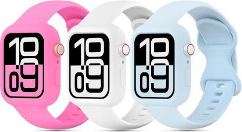3 عبوات من أساور السيليكون الناعمة مع حافظة ممتصة للصدمات متوافقة مع سوار ساعة Apple 38 مم 40 مم 41 مم 42 مم 44 مم 45 مم، أساور معصم رياضية مع غطاء واقي لسلسلة iWatch 9/8/SE/7/6/5/4/3/2/1 in Kuwait