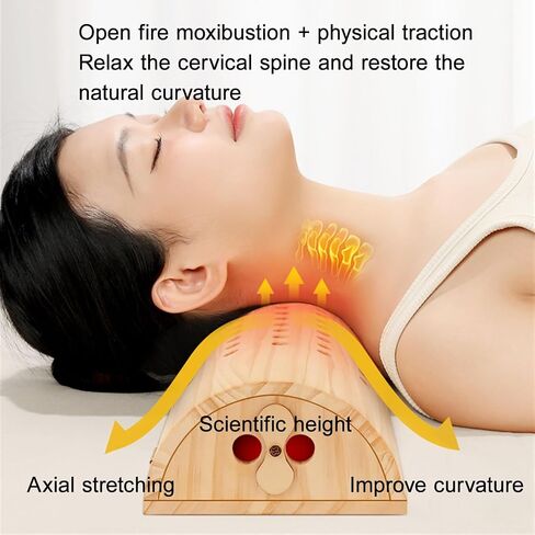 Solid Wood Moxa Box Cervical Pillow Moxibustion Box with Velvet Smoke Filter Cover Home Use Rotating Temperature Treatment Tool for Whole Body(1pcs) in Saudi Arabia