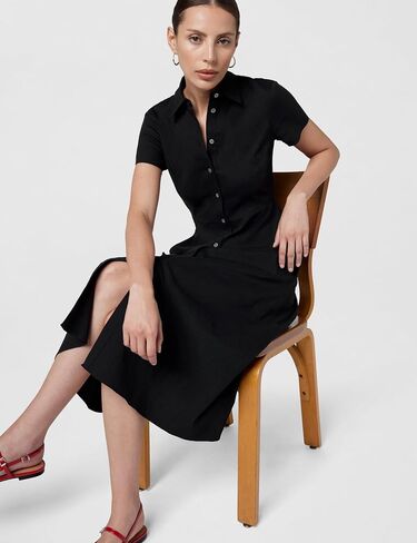 Theory Women's Short Sleeve Midi Buttondown Dress in Saudi Arabia