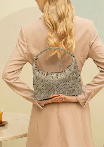 مترهل الجلد المدبوغ المنسوجة المتشرد حقائب النساء لطيف تحت الإبط حقيبة كتف الهلال Crossbody المحافظ السفر الحقائب حقيبة يد 2025 in Kuwait