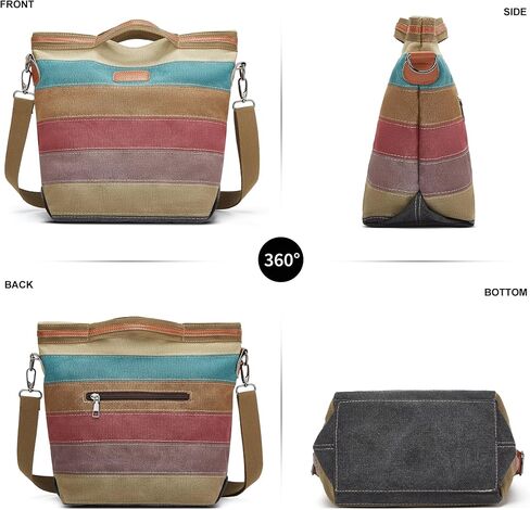 Canvas Hobo Bags for Women Casual Tote Bag Purses and Handbags Multi-Color Striped Crossbody Bags Ladies Top Handle Satchel in Saudi Arabia