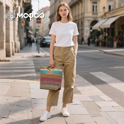 Canvas Hobo Bags for Women Casual Tote Bag Purses and Handbags Multi-Color Striped Crossbody Bags Ladies Top Handle Satchel in Saudi Arabia