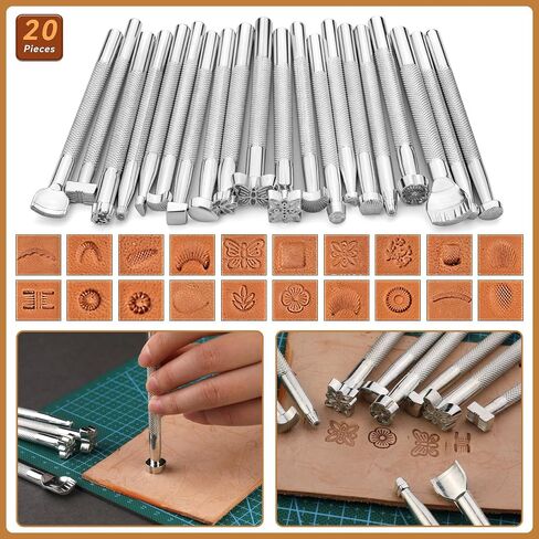 Leather Crafting Tools Leather Working Kit Leather Tool Kit Leather Working Tool Kit with Leather Prong Punch, Leather Hammer, Stitching Groover, Leather Skiver for Leather Making Projects in Saudi Arabia