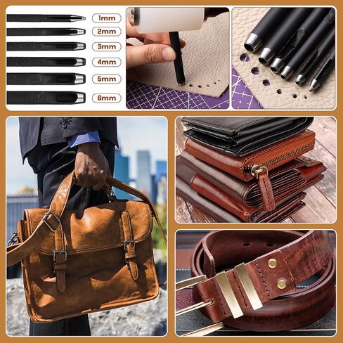 Leather Crafting Tools Leather Working Kit Leather Tool Kit Leather Working Tool Kit with Leather Prong Punch, Leather Hammer, Stitching Groover, Leather Skiver for Leather Making Projects in Saudi Arabia