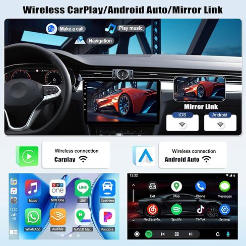 ستيريو سيارة 2+64G Android 13 لسيارة Ford Fusion Mondeo 2013-2019 مع CarPlay Android Auto، شاشة لمس 9 بوصة في لوحة القيادة وراديو GPS مع وصلة WiFi Mirror Bluetooth FM RDS HiFi EQ SWC + كاميرا احتياطية in Kuwait