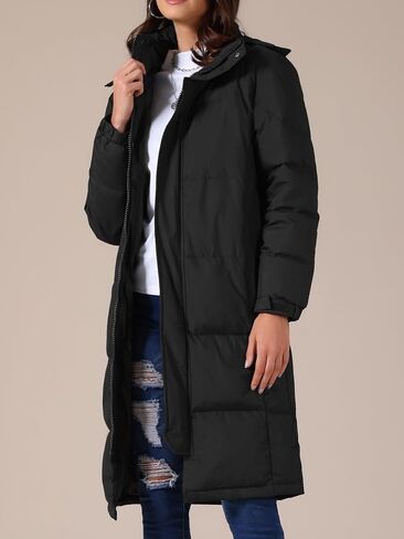 Allegra K Women's Winter Thicken Puffer Coat Warm Parka Down Jacket Hooded Outwear Long Padded Jacket in Saudi Arabia