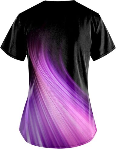 Scrubs for Women V Neck Short Sleeve Printed Tops Cartoon Pattern Plus Size Nursing with Pockets in Saudi Arabia