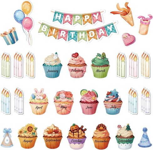 WERNNSAI 52PCS Boho Classroom Set Boho Happy Birthday Chart Calendar Decoration Rainbow Positive Bulletin Board for Home School Wall Birthday Cutouts Supplies in Saudi Arabia