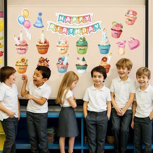 WERNNSAI 52PCS Boho Classroom Set Boho Happy Birthday Chart Calendar Decoration Rainbow Positive Bulletin Board for Home School Wall Birthday Cutouts Supplies in Saudi Arabia