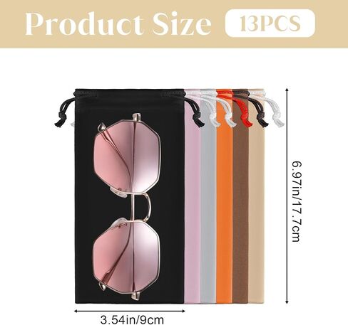 13 قطعة من النظارات الشمسية المصنوعة من الألياف الدقيقة حقيبة سفر للنظارات حافظة ناعمة برباط نظارات حقيبة تخزين لمشاهدة المجوهرات والهواتف الذكية ﻿الاتصال بالهاتف in Kuwait