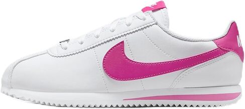 Nike Cortez Big Kids' Shoes (DM0950-104, White/Laser Fuchsia) Size 1 in Saudi Arabia
