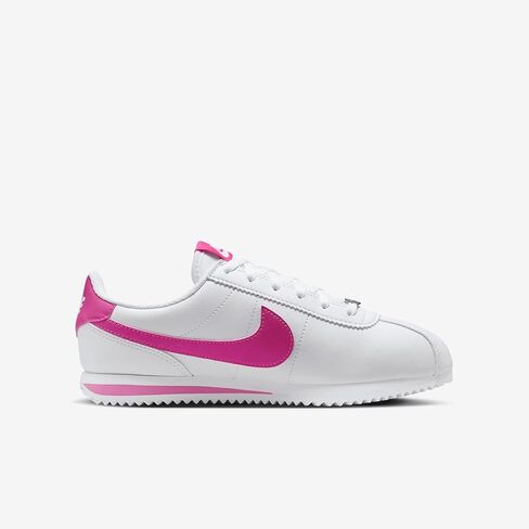 Nike Cortez Big Kids' Shoes (DM0950-104, White/Laser Fuchsia) Size 1 in Saudi Arabia