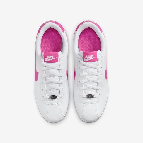 Nike Cortez Big Kids' Shoes (DM0950-104, White/Laser Fuchsia) Size 1 in Saudi Arabia