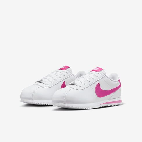 Nike Cortez Big Kids' Shoes (DM0950-104, White/Laser Fuchsia) Size 1 in Saudi Arabia