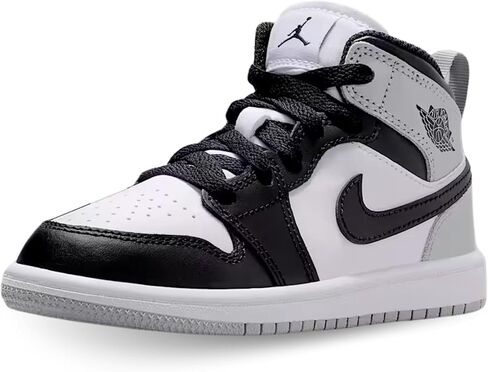 Jordan 1 Mid Little Kids' Shoes (White/Light Smoke Grey/Black) in Saudi Arabia