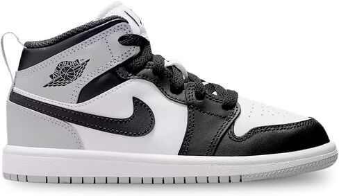 Jordan 1 Mid Little Kids' Shoes (White/Light Smoke Grey/Black) in Saudi Arabia
