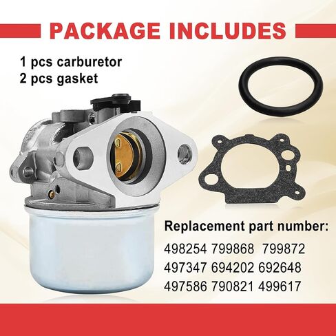 مكربن ​​799868 لمحركات Briggs & Stratton 4-7 HP (بدون اختناق) يتضمن حشية وحلقة دائرية عالية الأداء لاستبدال كربوهيدرات المحرك الصغير 694202، 693909 متوافق مع الموديلات 14111، 698444 in Kuwait