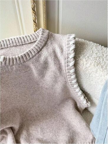 GORGLITTER Women's 2025 Contrast Binding Sweater Vest Crewneck Sleeveless Knit Tank Tops in Saudi Arabia