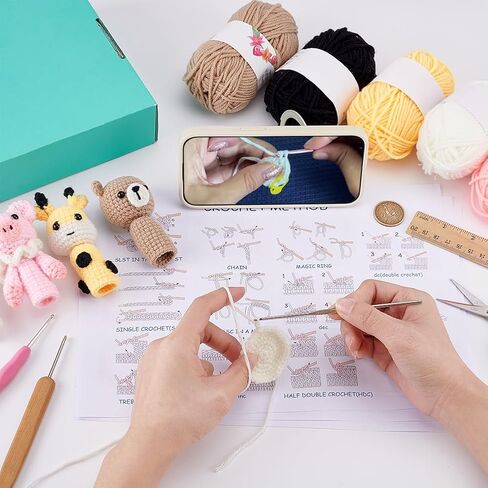 ORIGACH 8 Sets Crochet Flower Bookmarks Kit for Beginners Adults DIY Orchid Rose Sunflower Lavender Starter Crochet Kit to Make Flower Bouquet Bookmarks with Step by Step Video Tutorial, Instruction in Saudi Arabia