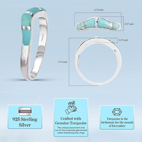 Shop LC Turquoise Rings for Women 925 Sterling Silver Band Boho Turquoise Jewelry for Women Santa Fe Style Promise Rings Birthday Gifts for Womens in Saudi Arabia