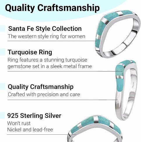 Shop LC Turquoise Rings for Women 925 Sterling Silver Band Boho Turquoise Jewelry for Women Santa Fe Style Promise Rings Birthday Gifts for Womens in Saudi Arabia