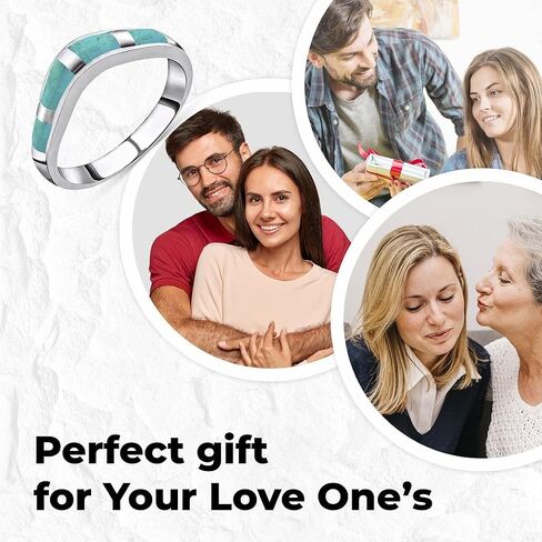 Shop LC Turquoise Rings for Women 925 Sterling Silver Band Boho Turquoise Jewelry for Women Santa Fe Style Promise Rings Birthday Gifts for Womens in Saudi Arabia