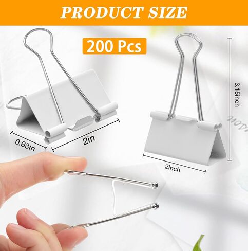 Jetec 200 Pcs Extra Large Binder Clips Bulk 2 Inch Metal Paper Clips Office Supplies Black Paper Clamps for Teachers Students Office Business Supplies in Saudi Arabia