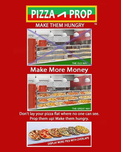 Pizza-Prop, Set of 6, Commercial Pizza Display Stand for increased sales. 0.08" Aluminum, Holds 16-24" Pans, 9.3 oz ea, Made in USA ( QT 6 Units Per Order ) in Saudi Arabia