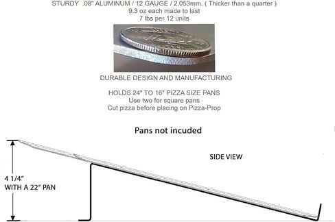 Pizza-Prop, Set of 6, Commercial Pizza Display Stand for increased sales. 0.08" Aluminum, Holds 16-24" Pans, 9.3 oz ea, Made in USA ( QT 6 Units Per Order ) in Saudi Arabia