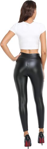 إمرأة أسود فو سروال ضيق من الجلد عالية الخصر الصوف مبطن الجوارب الدافئة بولي Pleather السراويل لفصل الشتاء in Kuwait