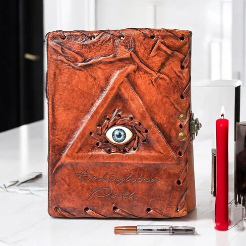 كتاب الإملائي من الظل سيد الخاتم مجلة جلدية يوميات ورقة حافة عتيقة مع قفل قفل السحر Wiccan كراسة الرسم هدية عيد الميلاد للرجال والنساء in Kuwait