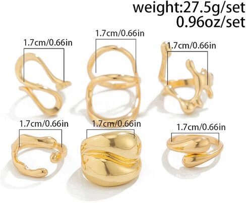 Chunky Rings Set for Women Gold Stacking Rings Set Open Adjustable Statement Ring Sets Irregular Geometric Ring Prom Costumes Jewelry Accessories 2025 Fashion Jewelry in Saudi Arabia