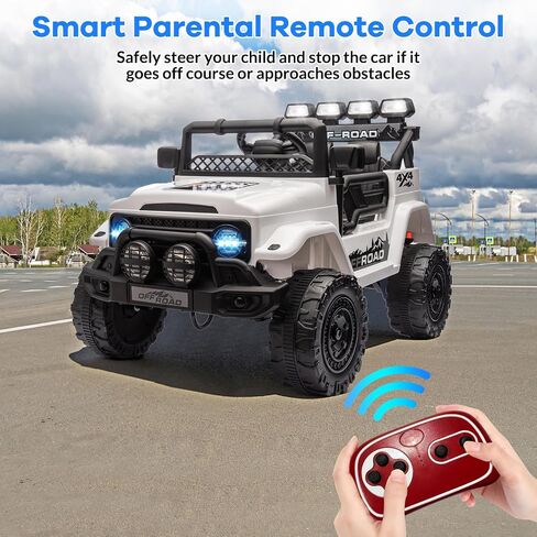 12V Ride On Car for Kids Age 3-8,Battery Powered Electric Ride On Vehicle with Parent Remote Control, Music Story Mode,Powerful Motors,Led Lights,Two Speeds,Max Load 66lbs in Saudi Arabia