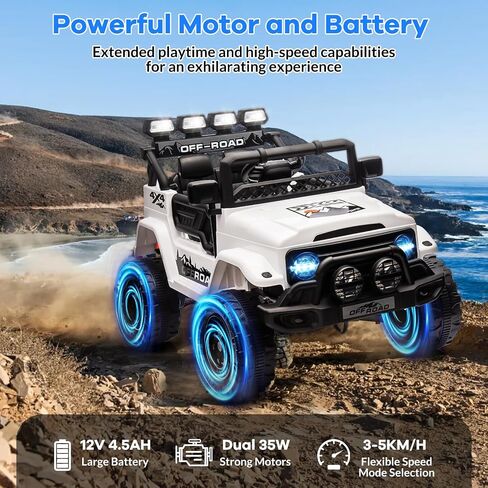 12V Ride On Car for Kids Age 3-8,Battery Powered Electric Ride On Vehicle with Parent Remote Control, Music Story Mode,Powerful Motors,Led Lights,Two Speeds,Max Load 66lbs in Saudi Arabia