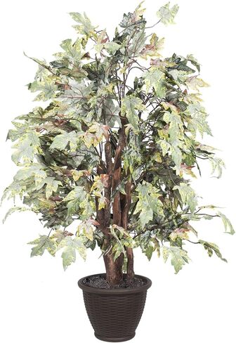 Vickerman 4' Artificial Frosted Maple Extra Full Bush, Brown Plastic Container. in Saudi Arabia