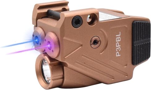 HiLight New Tactical P3PBL TAN- 700 Lumens Strobe Flashlight & Dual (Blue, Purple) Laser w/Military-Grade Aluminum & Magnetic Charger - Extension Rail Mount Light & Dual Laser Class of IIIA, 5mW in Saudi Arabia