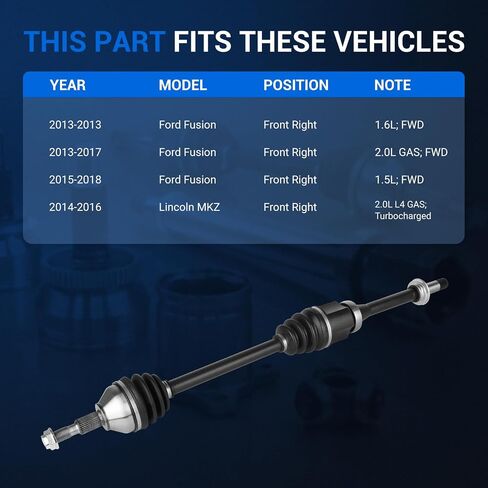 مجموعة عمود المحور الأمامي الأيمن Autoround 662314 متوافقة مع Ford Fusion 2013-2018 وLincoln MKZ 2014-2016، 1.5L 1.6L 2.0L، جانب الركاب الأمامي الأيمن in Kuwait