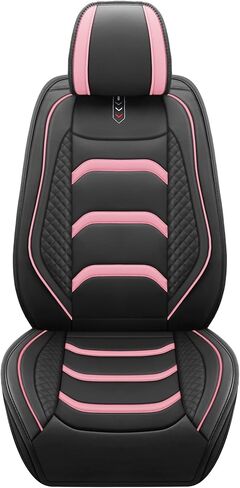 أغطية مقاعد السيارة من الجلد XYXY، غطاء وسادة للسيارات من الجلد الصناعي للسيارات وسيارات الدفع الرباعي والشاحنات الصغيرة، مجموعة ملائمة عالمية للملحقات الداخلية للسيارات (أسود-وردي) in Kuwait