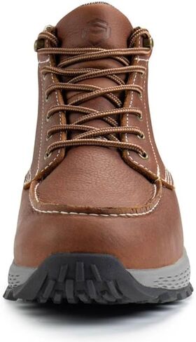 SUREWAY Men's Work Boots Brown Black | Lightweight Casual Wedge Soft Moc Toe - Comfort Insole, Oil/Slip Resistant, Construction Industrial Safety Working Boots in Saudi Arabia