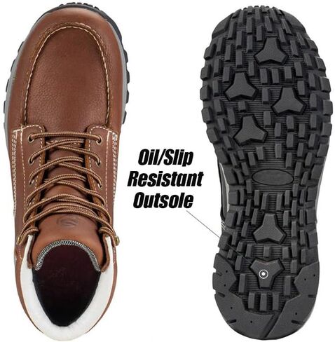SUREWAY Men's Work Boots Brown Black | Lightweight Casual Wedge Soft Moc Toe - Comfort Insole, Oil/Slip Resistant, Construction Industrial Safety Working Boots in Saudi Arabia