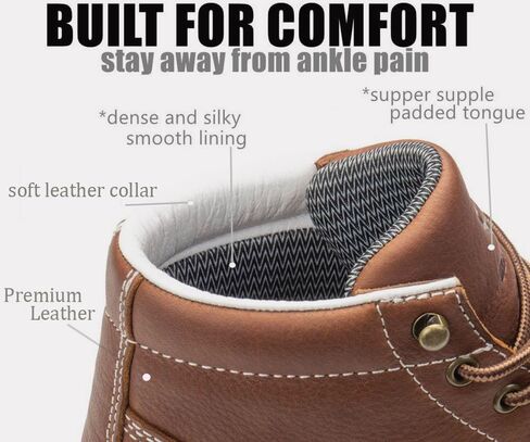 SUREWAY Men's Work Boots Brown Black | Lightweight Casual Wedge Soft Moc Toe - Comfort Insole, Oil/Slip Resistant, Construction Industrial Safety Working Boots in Saudi Arabia