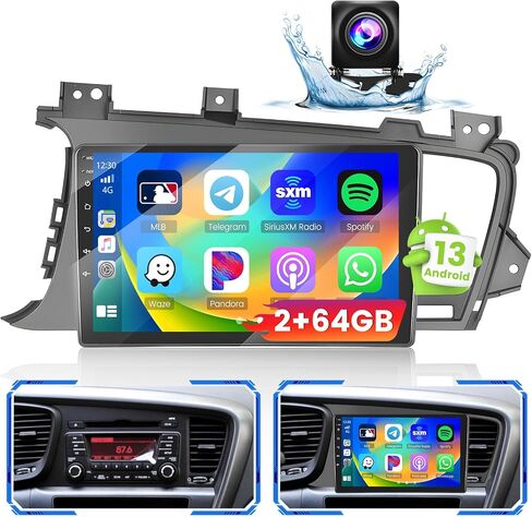 ستيريو سيارة مطور بنظام Android لكيا أوبتيما K5 2010-2013، راديو سيارة بشاشة تعمل باللمس 2+64 جيجا بايت 9 بوصات عالية الدقة مع تشغيل لاسلكي، Android Auto، GPS، WiFi، Bluetooth، SWC، ميكروفون، رابط مرآة الكاميرا الاحتياطية، FM in Saudi Arabia