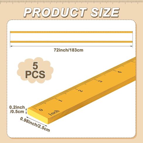 Janlaugh 5 Pcs Meter Stick 48" Yard Stick Wood Economy Meterstick Ruler Wood Double Sided Yardstick for School Classroom Home Office Tailor Craft in Saudi Arabia