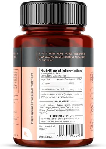 pureclinica Lycopene 50mg x 180 Tablets (6 Months Supply). 300% Strength of Regular Lycopene Tablets. in Saudi Arabia