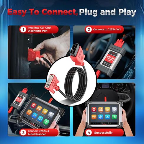 Autel Original OBD2 Main Test Cable - 16 Pin 3 Rows OBDII Diagnostic Test Connector, Only for MaxiSys MS908P, MS908S PRO II, MK908 Pro II, MS908CV II, Elite II, MS909, MS919, Ultra Lite, Ultra in Saudi Arabia