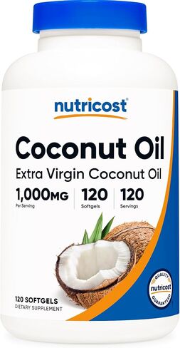 Nutricost Coconut Oil Softgels (1000mg) 240 Softgels - Extra Virgin Coconut Oil - Gluten Free and Non-GMO in Saudi Arabia