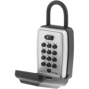 Master Lock Black Outdoor Key Lock Box with Push Buttons to Hide a Key, Easily Set, Share, and Change Combination for Tenants, Guests, Clients, Move Between Listings, 5422E