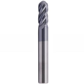 High Performance Ball Nose Solid Carbide End Mill - AlTiN Coated, 30 Degree Helix, 4 Flute, 5/16" Cutting Diameter, 5/16" Shank Diameter, 13/16" Length of Cut, 2-1/2" Overall Length