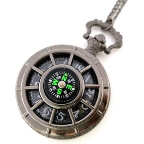 Men's Vintage Pocket Watch,Quartz Compass Gift Pocket Watch,Black Starry Sky Dial with Chain,Birthday、Christmas、Father's Day Gift.